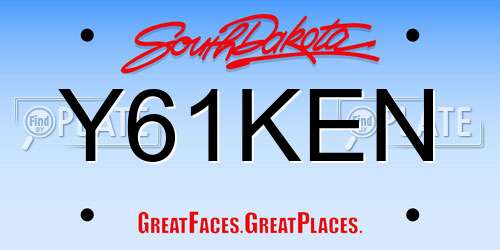 Y61KEN South Dakota License Plate