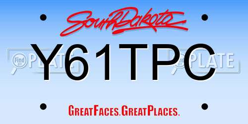 Y61TPC South Dakota License Plate