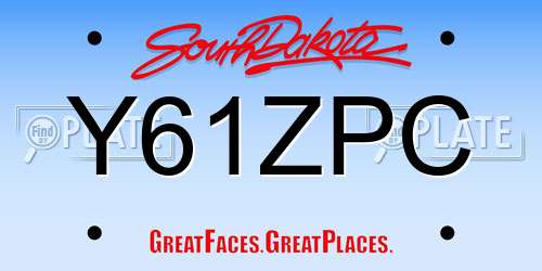 Y61ZPC South Dakota License Plate