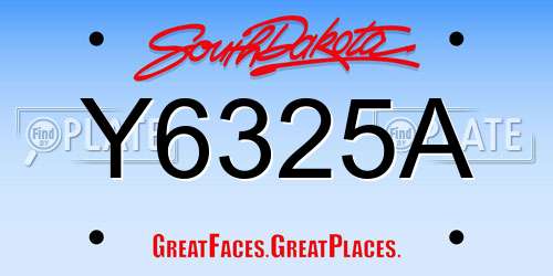 Y6325A South Dakota License Plate