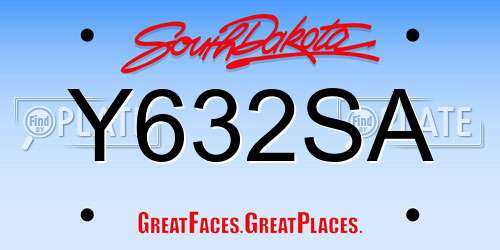 Y632SA South Dakota License Plate