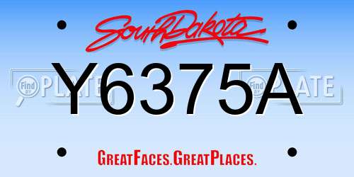 Y6375A South Dakota License Plate