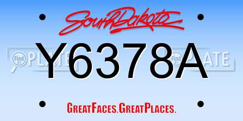 Y6378A South Dakota License Plate