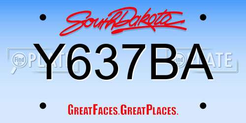 Y637BA South Dakota License Plate