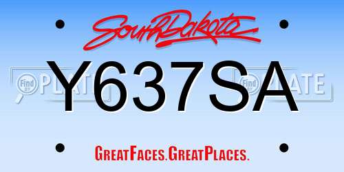 Y637SA South Dakota License Plate