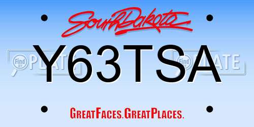 Y63TSA South Dakota License Plate