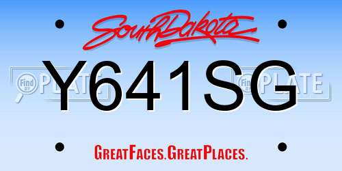 Y641SG South Dakota License Plate