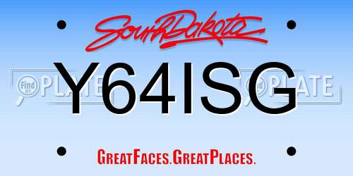 Y64ISG South Dakota License Plate