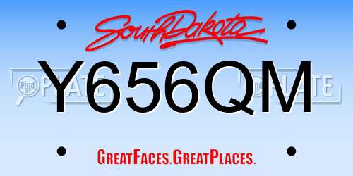 Y656QM South Dakota License Plate