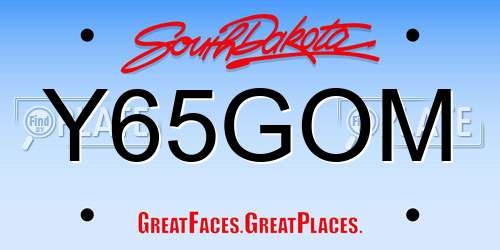 Y65GOM South Dakota License Plate