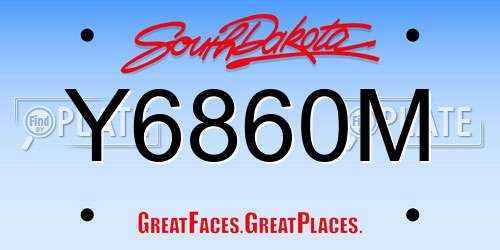 Y6860M South Dakota License Plate