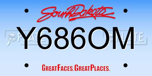 Y686OM South Dakota License Plate