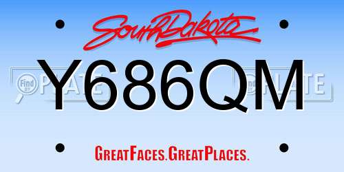 Y686QM South Dakota License Plate