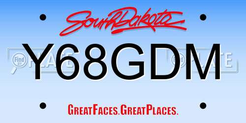 Y68GDM South Dakota License Plate
