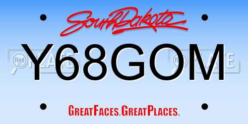 Y68GOM South Dakota License Plate