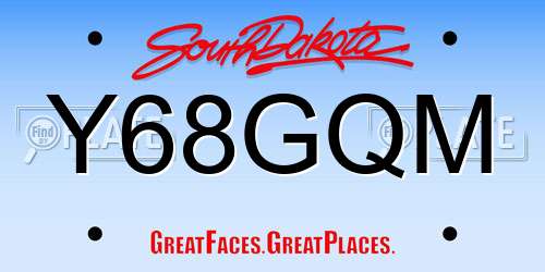 Y68GQM South Dakota License Plate