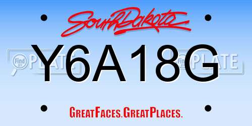 Y6A18G South Dakota License Plate