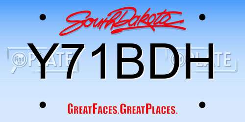 Y71BDH South Dakota License Plate