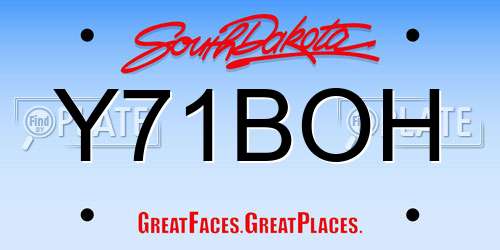 Y71BOH South Dakota License Plate