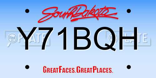 Y71BQH South Dakota License Plate