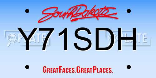 Y71SDH South Dakota License Plate