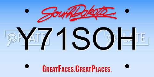 Y71SOH South Dakota License Plate