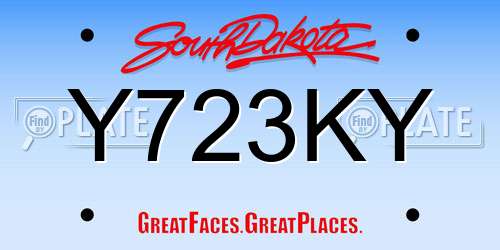 Y723KY South Dakota License Plate