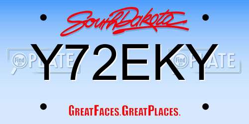 Y72EKY South Dakota License Plate