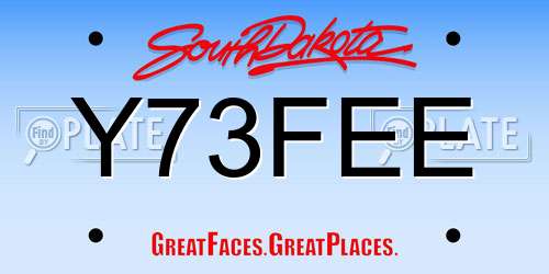 Y73FEE South Dakota License Plate