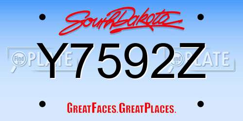 Y7592Z South Dakota License Plate