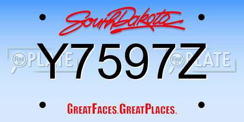 Y7597Z South Dakota License Plate