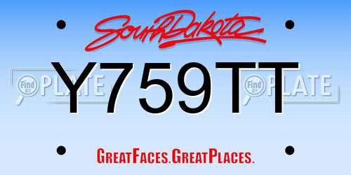 Y759TT South Dakota License Plate
