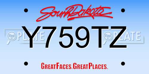 Y759TZ South Dakota License Plate