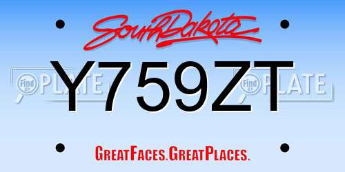 Y759ZT South Dakota License Plate