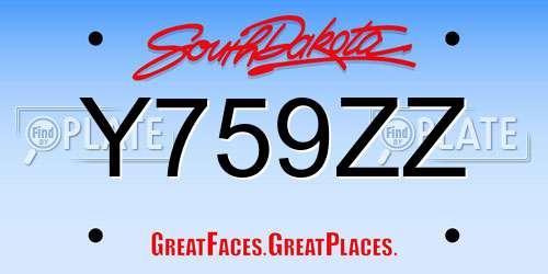 Y759ZZ South Dakota License Plate