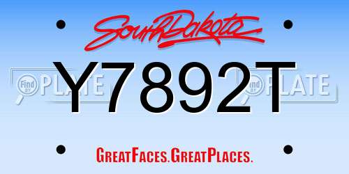 Y7892T South Dakota License Plate