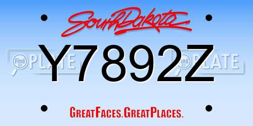 Y7892Z South Dakota License Plate
