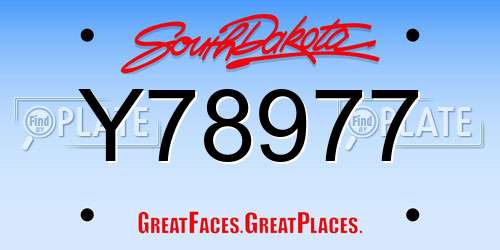 Y78977 South Dakota License Plate