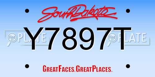 Y7897T South Dakota License Plate