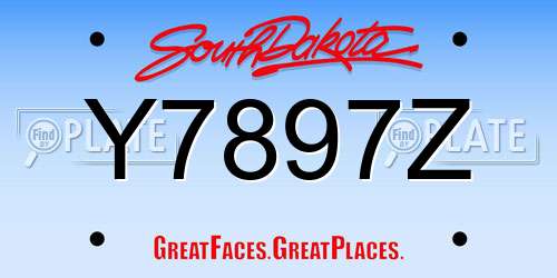 Y7897Z South Dakota License Plate
