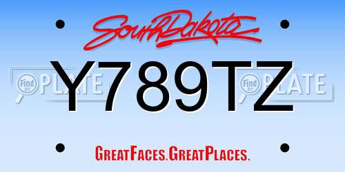 Y789TZ South Dakota License Plate