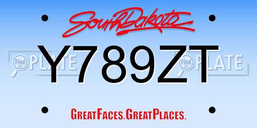 Y789ZT South Dakota License Plate