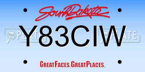 Y83CIW South Dakota License Plate