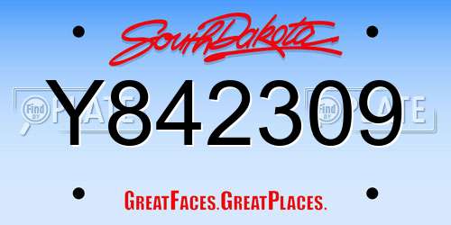 Y842309 South Dakota License Plate