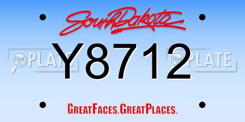 Y8712 South Dakota License Plate