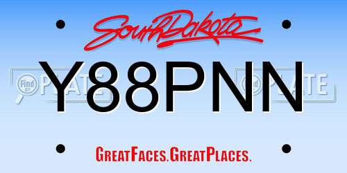 Y88PNN South Dakota License Plate