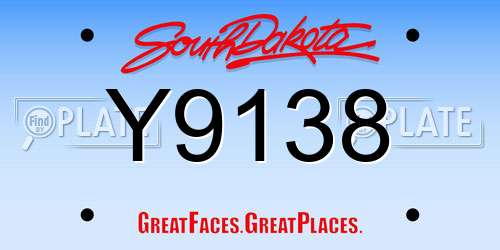 Y9138 South Dakota License Plate