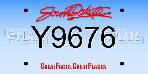 Y9676 South Dakota License Plate