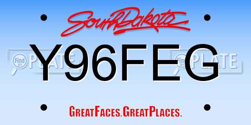 Y96FEG South Dakota License Plate