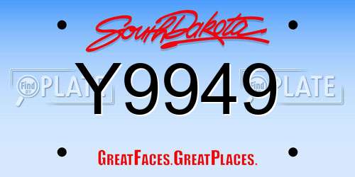 Y9949 South Dakota License Plate